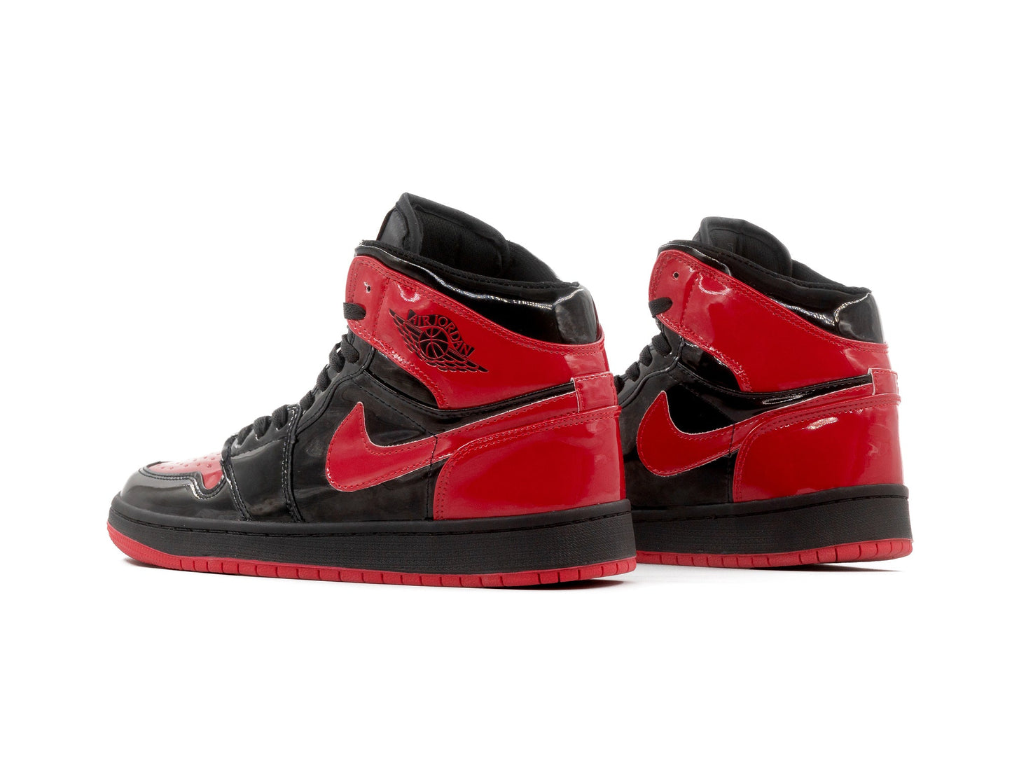 Tenis Retro 1 Charol Negro Rojo Suela Negra