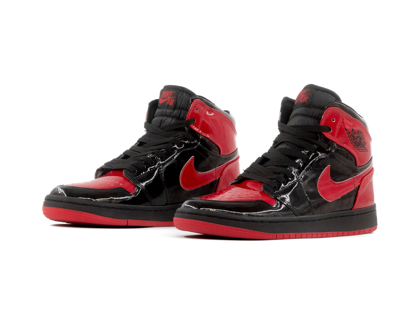 Tenis Retro 1 Charol Negro Rojo Suela Negra